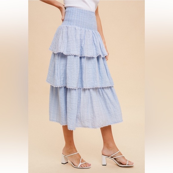 Hem & Thread Light Blue Tiered Maxi Skirt - Picture 4 of 5